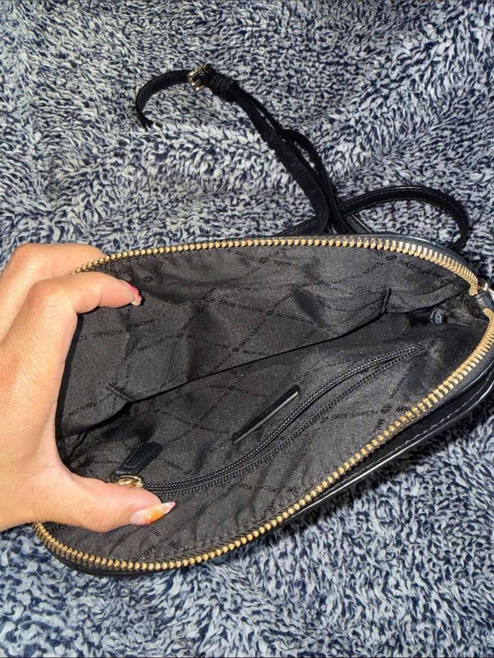 Michael Kors Black Dome Crossbody with Gold Hardware